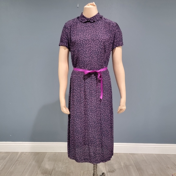 Vtg Jane Schaffhausen Belle France midi dress M/L - Picture 1 of 10